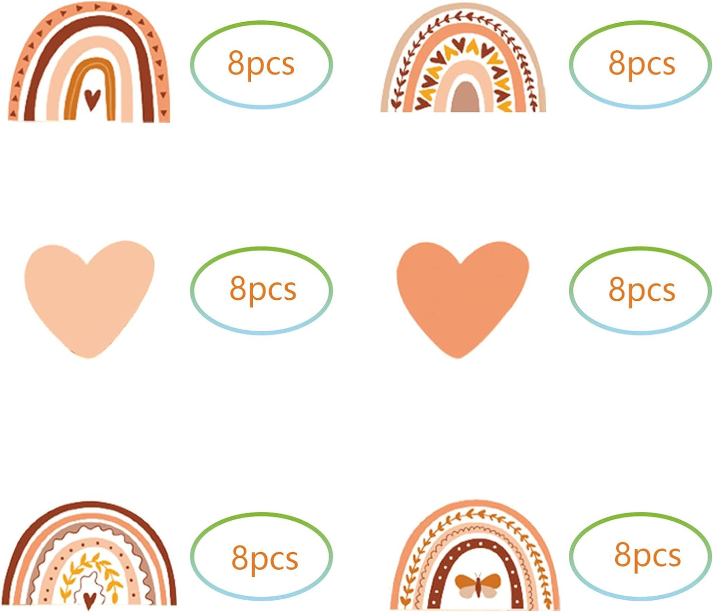 48 Pcs Boho Rainbow Party Cupcake Toppers for Boho Rainbow Birthday Party Decorations