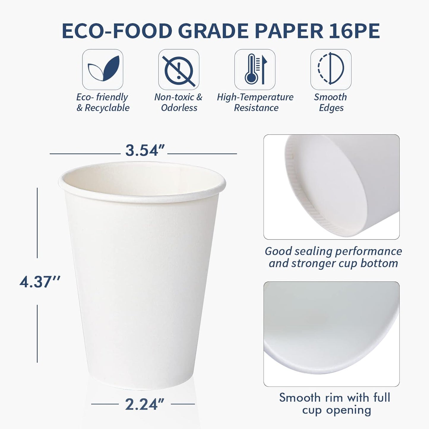 Turbo Bee 12 oz Disposable Paper Cups,270 Pack Paper Coffee Cups,Disposable Hot Drinking Cups