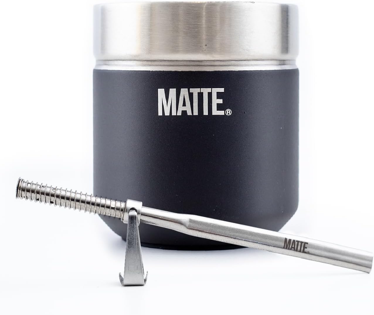 Matte 6.5 oz Yerba Mate Gourd and Bombilla Set - Includes DS Pro Box - BPA Free Yerba Mate Set Kit with Mate Straw, Elegant Design, Non-Slip Base (Black)
