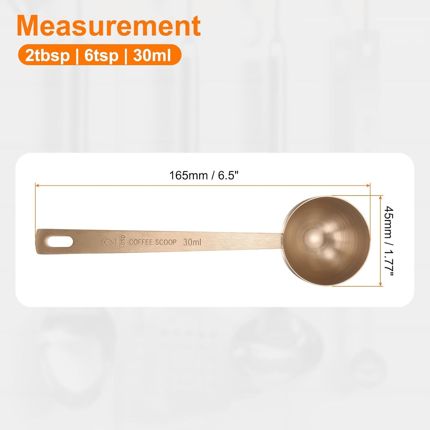 HARFINGTON 2pcs Coffee Scoop Spoon 2tbsp (6tsp, 30ml) 304 Stainless Steel Long Handle Teaspoon/Tablespoon Measuring Spoons Scoops for Tea Sugar Kitchen, Rose Gold