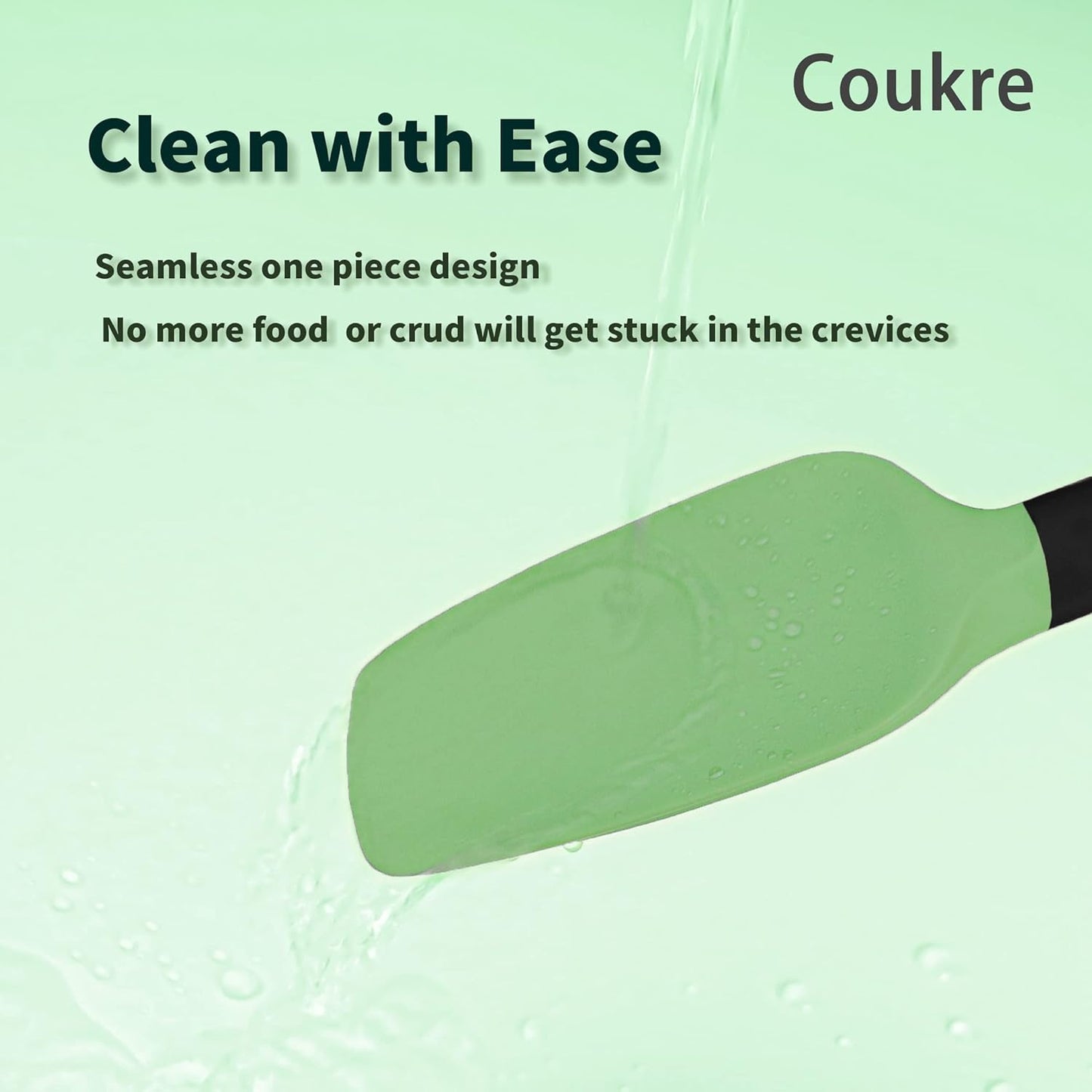 Coukre Silicone Spatula Set of 5,High Temperature Resistant, Food Grade Silicone, Dishwasher Safe, for Baking, Cooking (5, Grass Green)