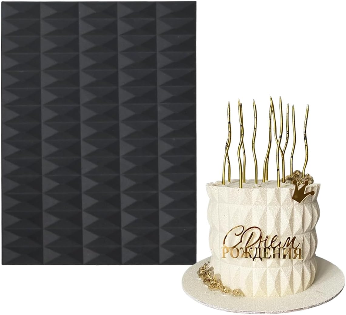 mostsom Silicone Lace Cake Mold Cube Pattern Fondant Impression Mat for Baking, Candy, Chocolate, Buttercream Decorating - Reusable Non-Stick Flexible Cake Decor Tool (A_ Cube Pattern)