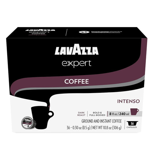 Lavazza Expert Intenso Coffee Capsules, Dark Roast, Arabica and Robusta Blend, Compatible with Lavazza Classy Plus Machine (36 Capsules)
