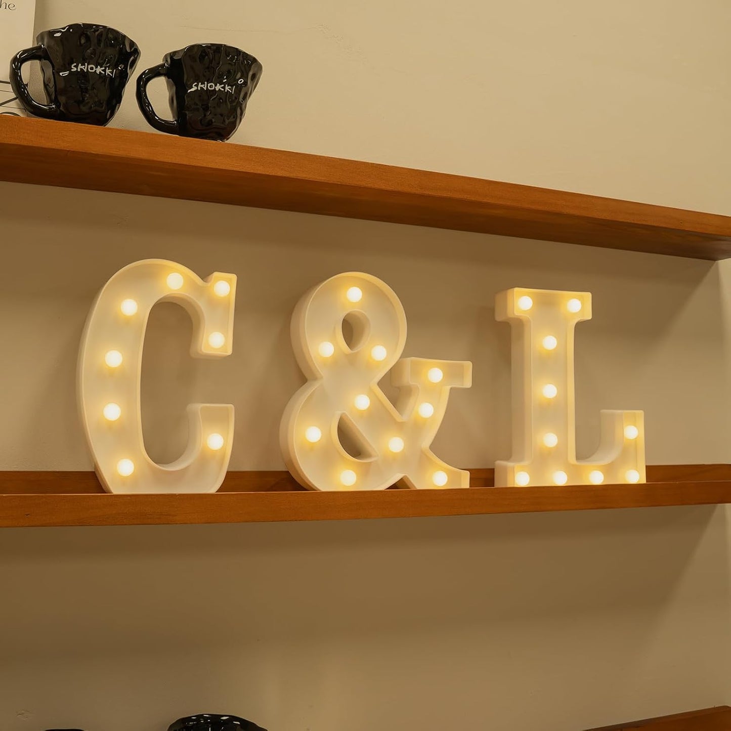 Foaky LED Letter Lights Sign Marquee Light Up Letters Sign for Night Light Wedding/Birthday Party Battery Powered Christmas Lamp Home Bar Decoration(C)