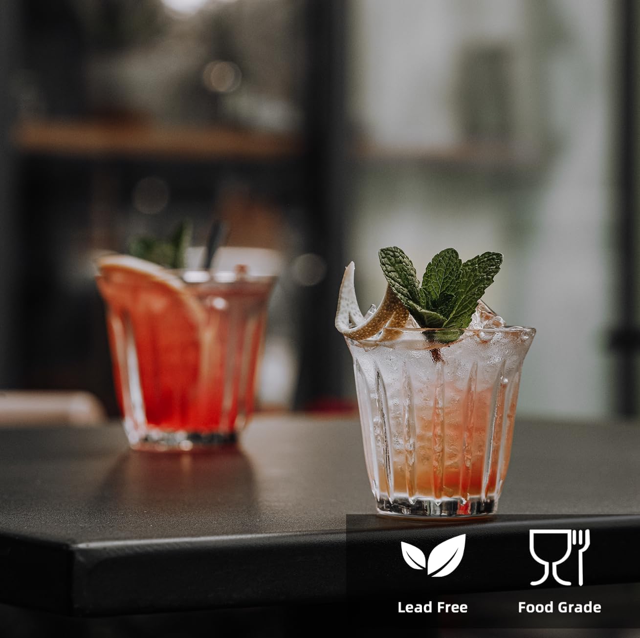 MHW-3BOMBER Coffee Glasses Set of 6 Drinking Glasses 8.1OZ Latte Glasses for Espresso, Whiskey, Vodka, Spirits & Liquors G6193-OS