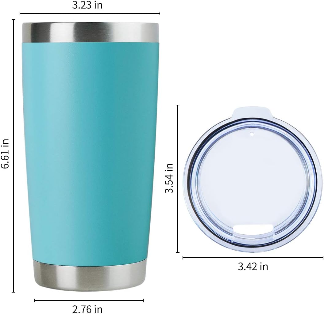 DOMICARE 20oz Stainless Steel Tumbler Bulk with Lid, Double Wall Vacuum Insulated Travel Mug, Powder Coated Coffee Cup, Light Blue, 12 Pack