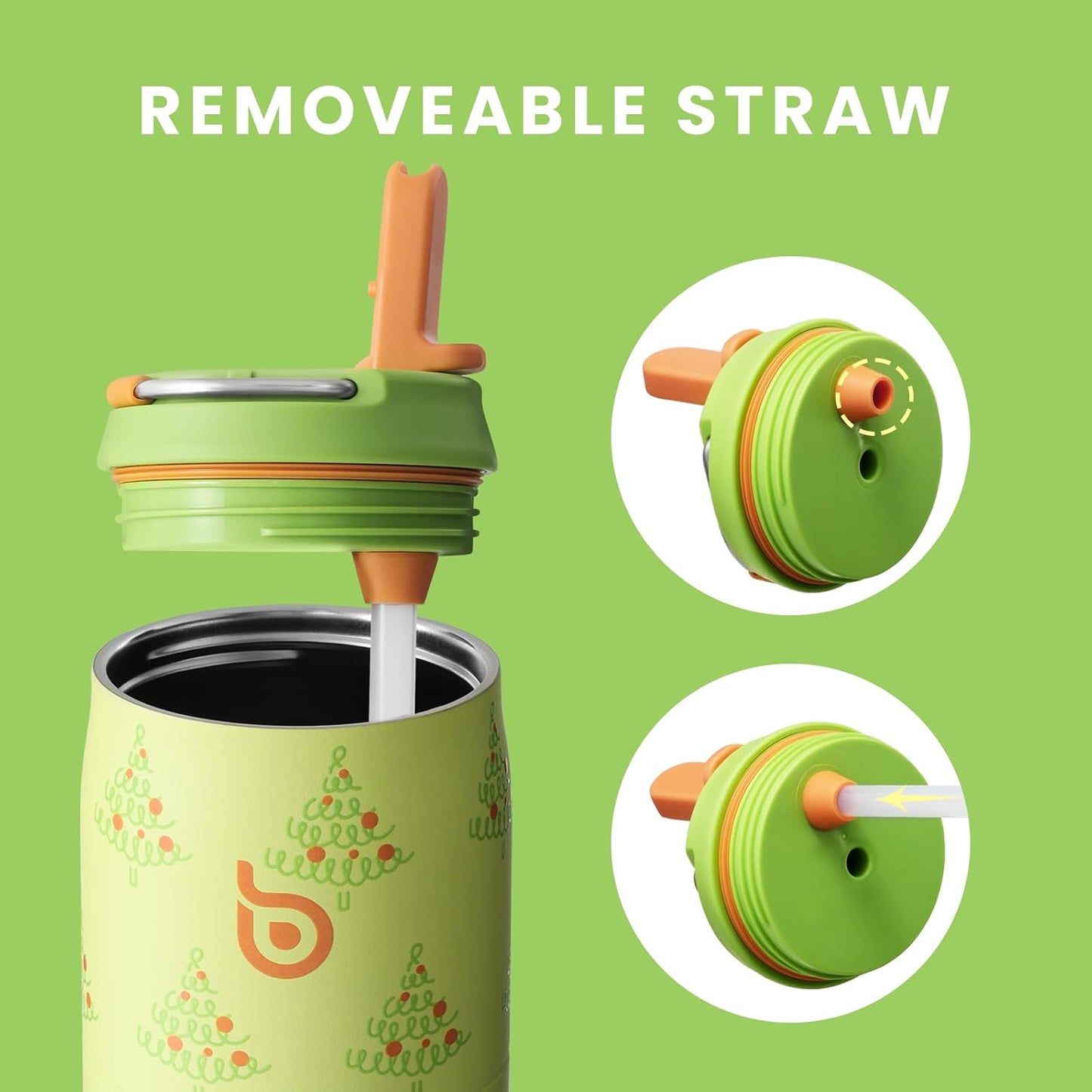 BOTTLE BOTTLE Stainless Steel Water Bottle with Straw Lid and Handle 32 oz Vacuum Insulated Cup for Sports Travel Gym Hiking,Leak-Proof Wide Mouth Water Bottles for Women and Men,tree