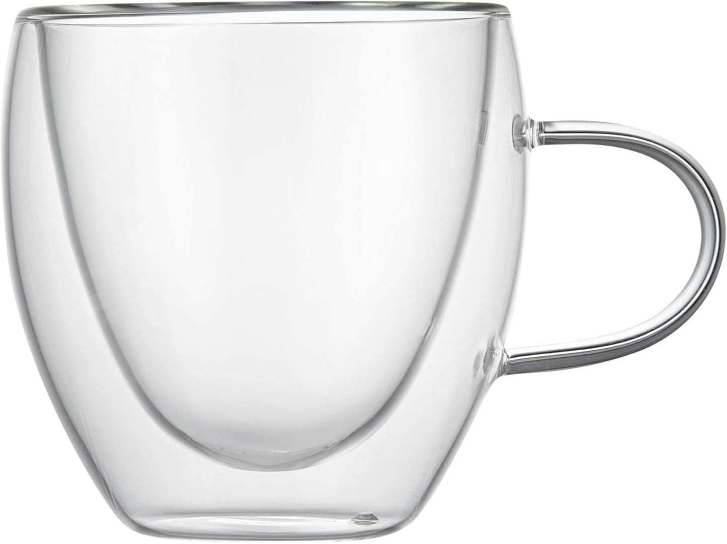 Restaurantware-Forma Professional 5.1 Ounce Glass Coffee Cups, 2 Insulated Coffee Cups With Handle - Dishwashable, Reusable, Clear Double Wall Beverage Tumblers, Freezable, For Hot Or Cold Beverages