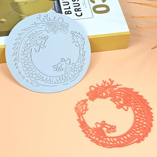 TUKE 3D Cake Lace Mold Fondant Silicone Mold Lace Mat Embosser Texture Silicone Mould Fondant Chocolate Stencil Border Bakeware Cake Decorating (J_ Dragon)