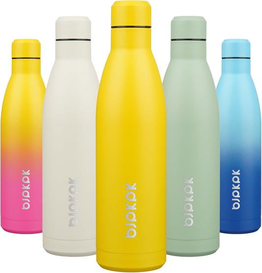 BJPKPK 25oz Insulated Water Bottle Double Wall Vacuum Insulated Stainless Steel Water Bottles for Spots Keep Cold and Hot,Yellow