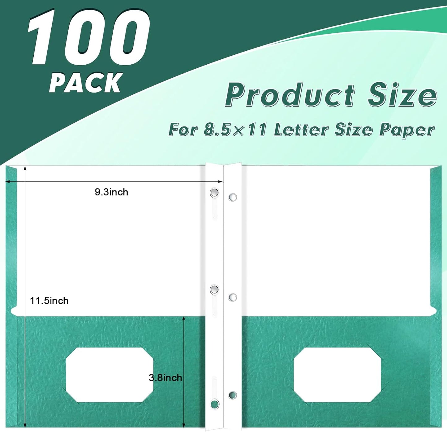 Two Pocket Folders, PANDRI 100 Pack Two Pocket Folders with Prongs, 2 Pocket 3 Prong Folders Designed for Office and Classroom, Letter Size Assorted 5 Colors