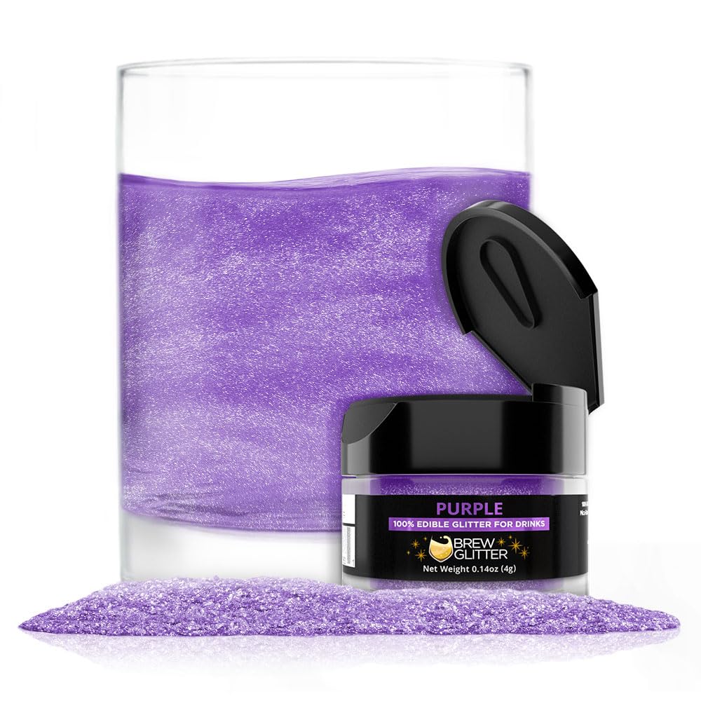 Brew Glitter Purple Edible Drink Glitter 1x 4g Jar for Cocktails, Beer, & Beverages