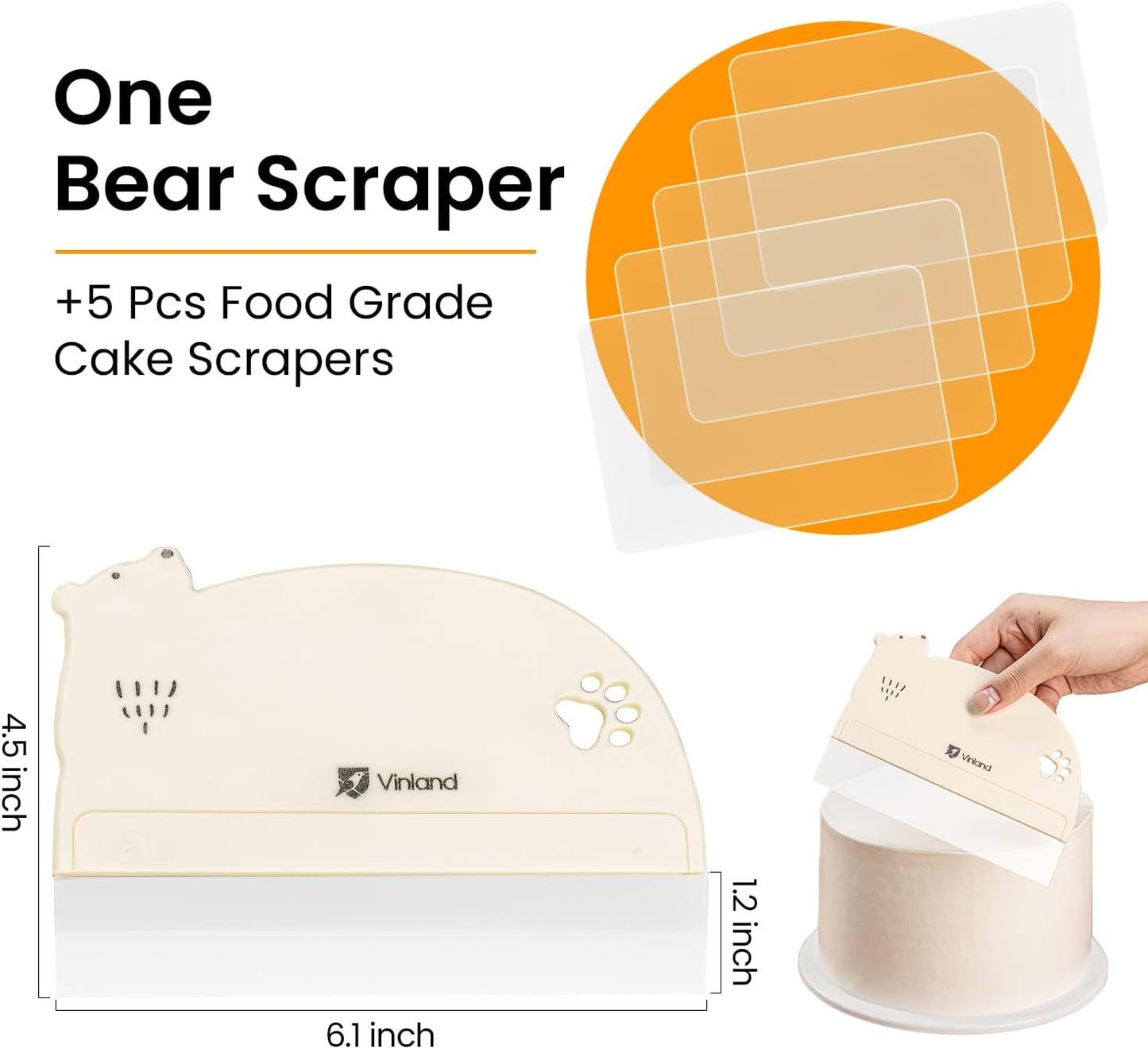 1 Pcs Cake Smoother Scraper, Cake Decorating Supplies, Food-Grade Transparent Flexible PE Plastic Cake Scraper‌ - Designed for bread and cake decoration (4 pcs Scrapers Included, Non-Installable)