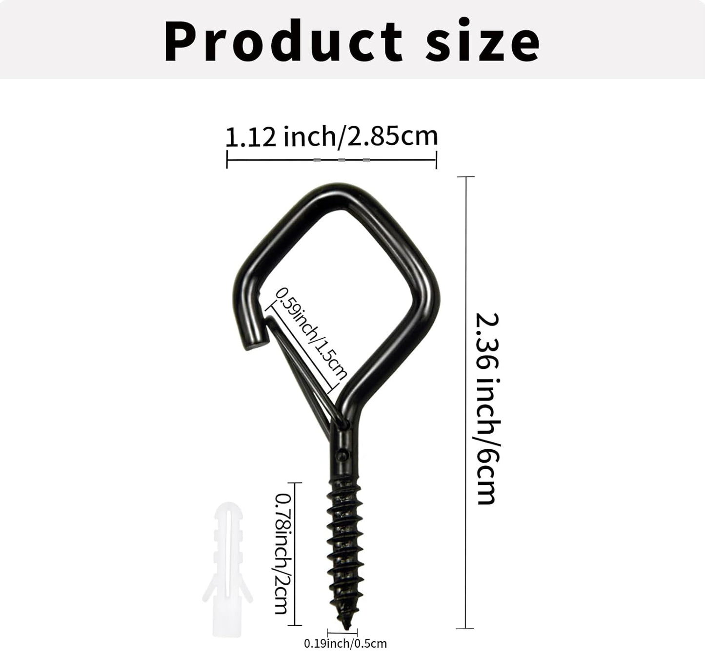 20PCS Eye Screw Hooks for Hanging Heavy Duty with Safety Buckle.Metal Ceiling Hooks for Hanging Plants,Cup,Wind Chime,Bird Feeders,String Lights at Indoor&Outdoor,2.36 Inch(No Drill Bit)