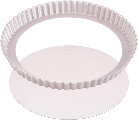 CHEFMADE 11-Inch Round Tart Pan with Removable Loose Bottom, Non-Stick Carbon Steel Quiche Pan for Oven Baking (Champagne Gold)