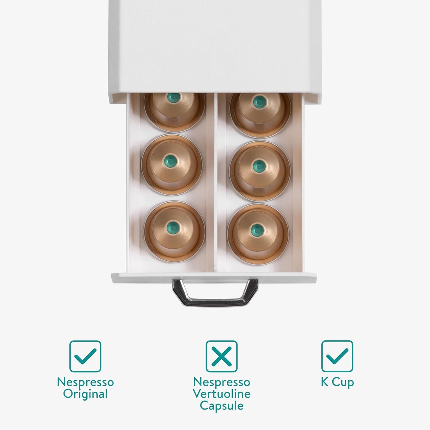 Navaris Coffee Pod Holder, Cream - Compact, Space Saving Coffee Capsule Storage Holders - Durable Espresso Organiser Station - Coffee Machine Drawer Ideal for Small Kitchens
