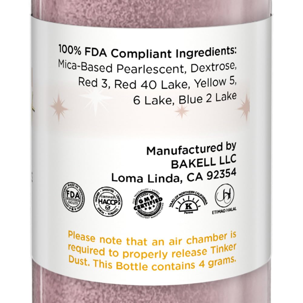 Bakell - Rose Gold Tinker Dust (4g, 1x Mini Spray Pump) Edible Glitter for Food, Desserts, and Beverages!