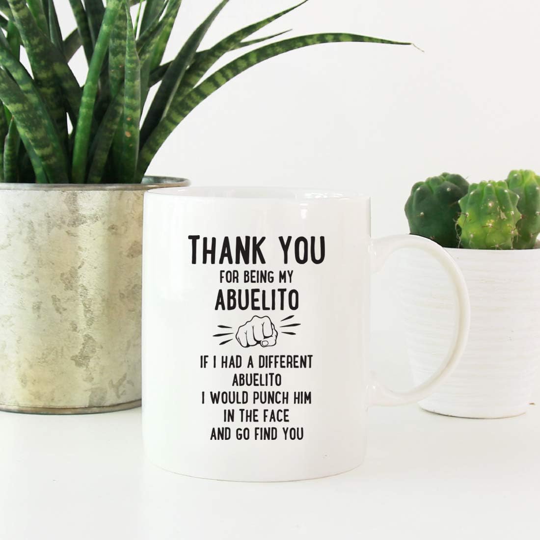Andaz Press Funny Family 11oz. Coffee Mug Gift, Thank You for Being My Abuelito, Punch in Face, 1-Pack, Christmas Birthday Drinking Cup Present Ideas