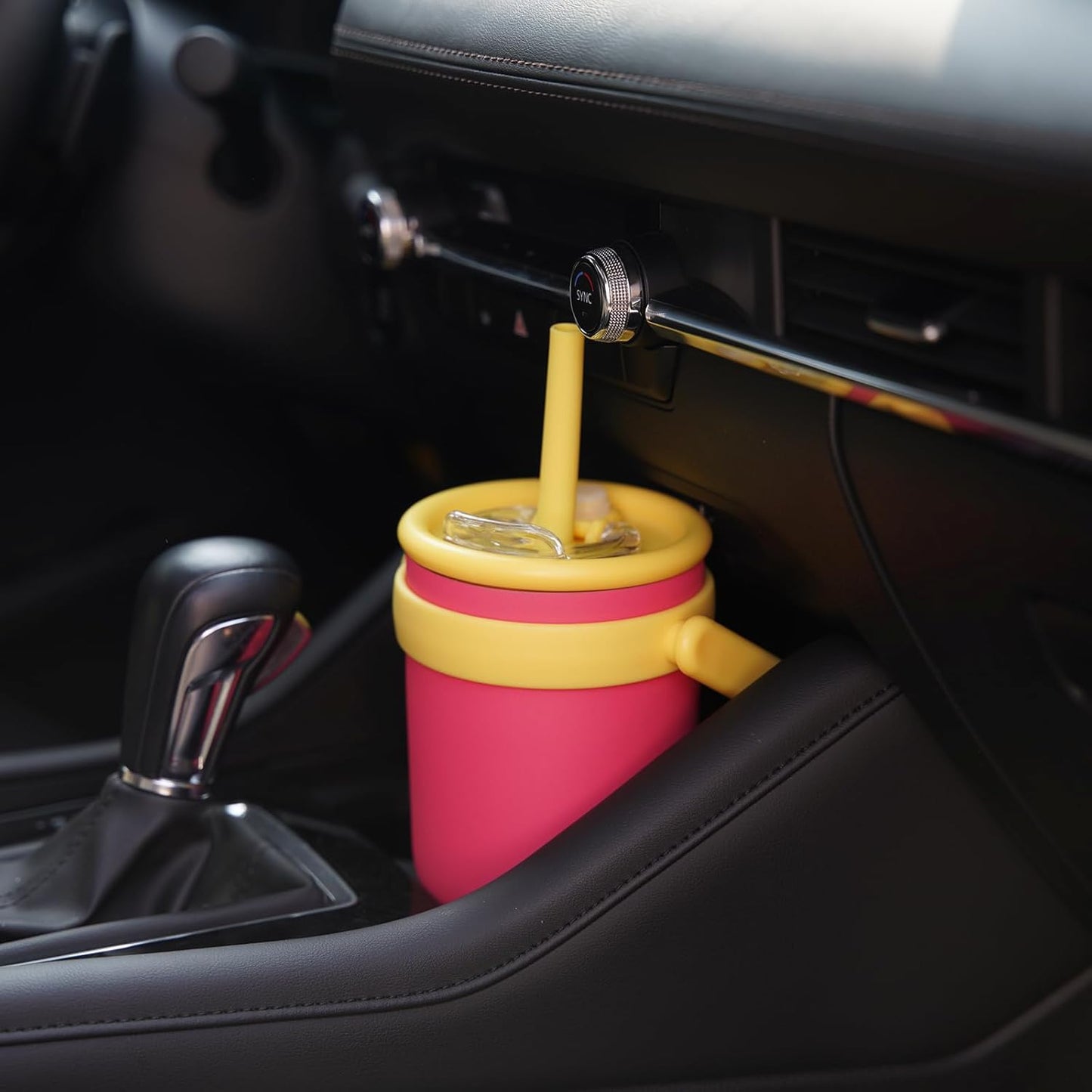 40 oz Tumbler with Side Handle, Insulated Water Bottle with Straw and 2 in 1 Lid, Stainless Steel Cup Travel Coffee Mug for Sports Office Gym,Dark Blue