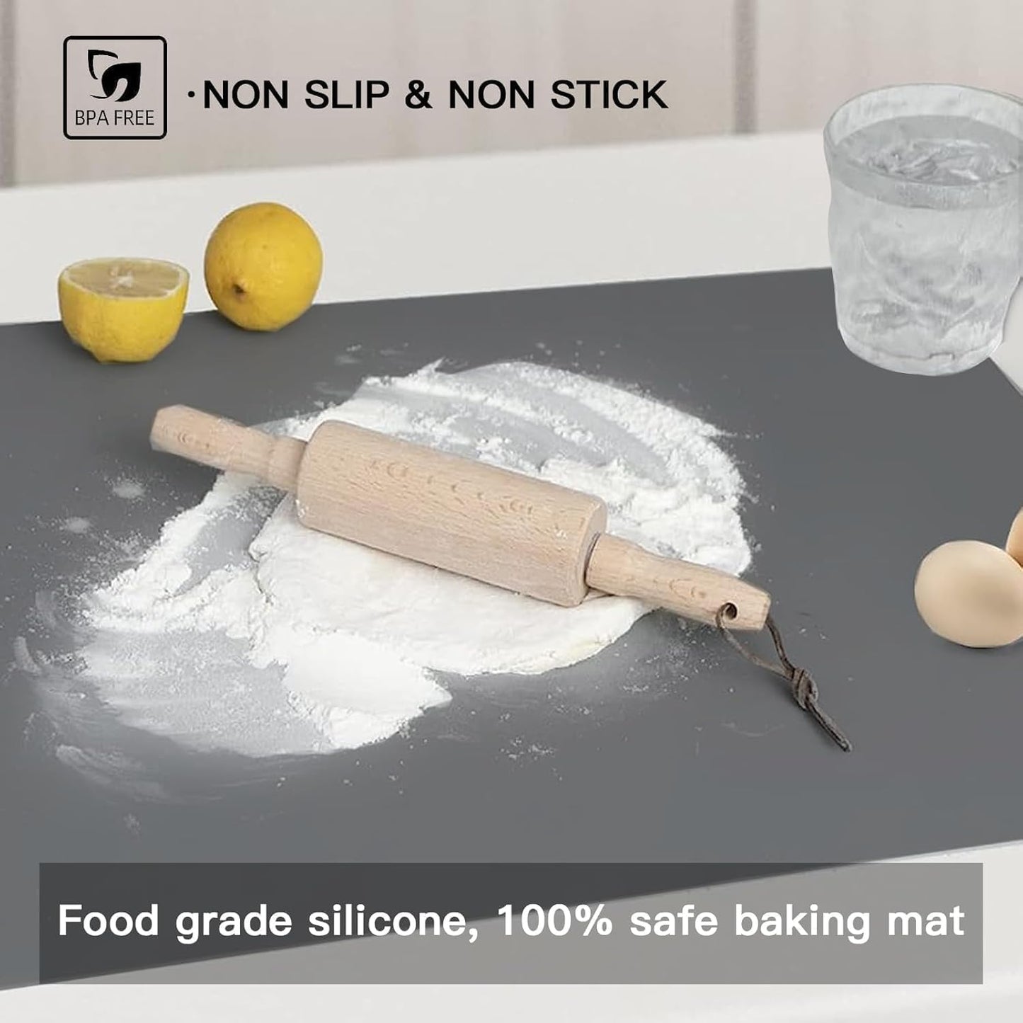 Largest Silicone Mats for Kitchen Counter, 120" x 24" Extra Large Heat Resistant Counter Mat, Kitchen Island Waterproof Thicken Non-slip Countertop Protector Mat, Multipurpose Mats, Light Gray