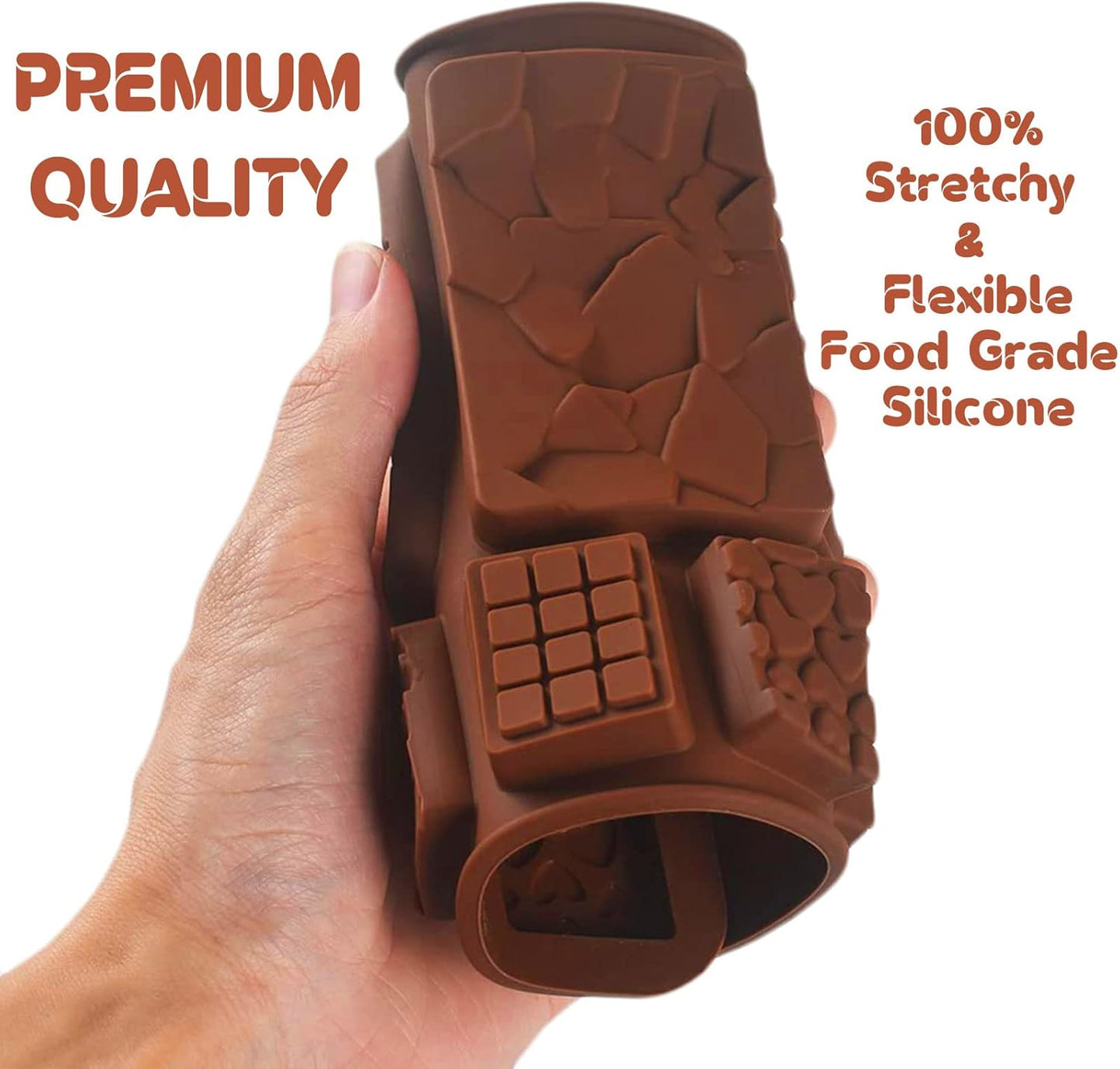 C-CO Food Grade Break-Apart Chocolate Molds, Set of 4 Packs Non-Stick Silicone Protein and Energy Bar Molds