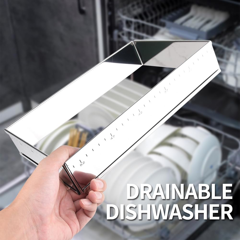 Guowall Extensible Stainless Steel Square Cake Mold Heavy Duty Adjustable Mousse Ring Rectangle Shaped Detachable Mousse Cake Cutter, Pastry DIY Baking Tool - 10 * 7in