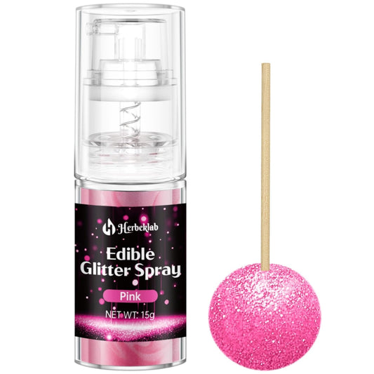 Pink Edible Glitter Spray - 15g Edible Pink Glitter for Cakes Food Grade Shimmer Powder Cake Spray for Cookie Decorating Chocolate Strawberry