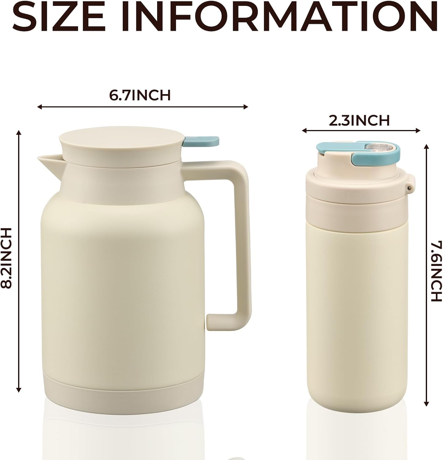 2 Pack 49oz Thermal Coffee Carafe and 15oz Insulated Water Bottle, Stainless Steel Vacuum Thermal Carafes and Water Bottle for Keeping Coffee, Tea, Water - Keep 12 Hours Hot, 24 Hours Cold