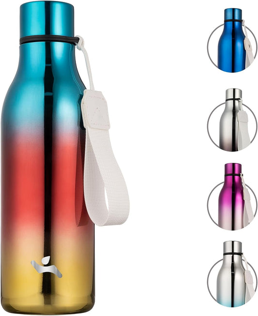 Insulated Water Bottle with Strap,18 oz Double Wall Stainless Steel Vacuum Bottles Metal Water Flask,Caribbean Sunrise