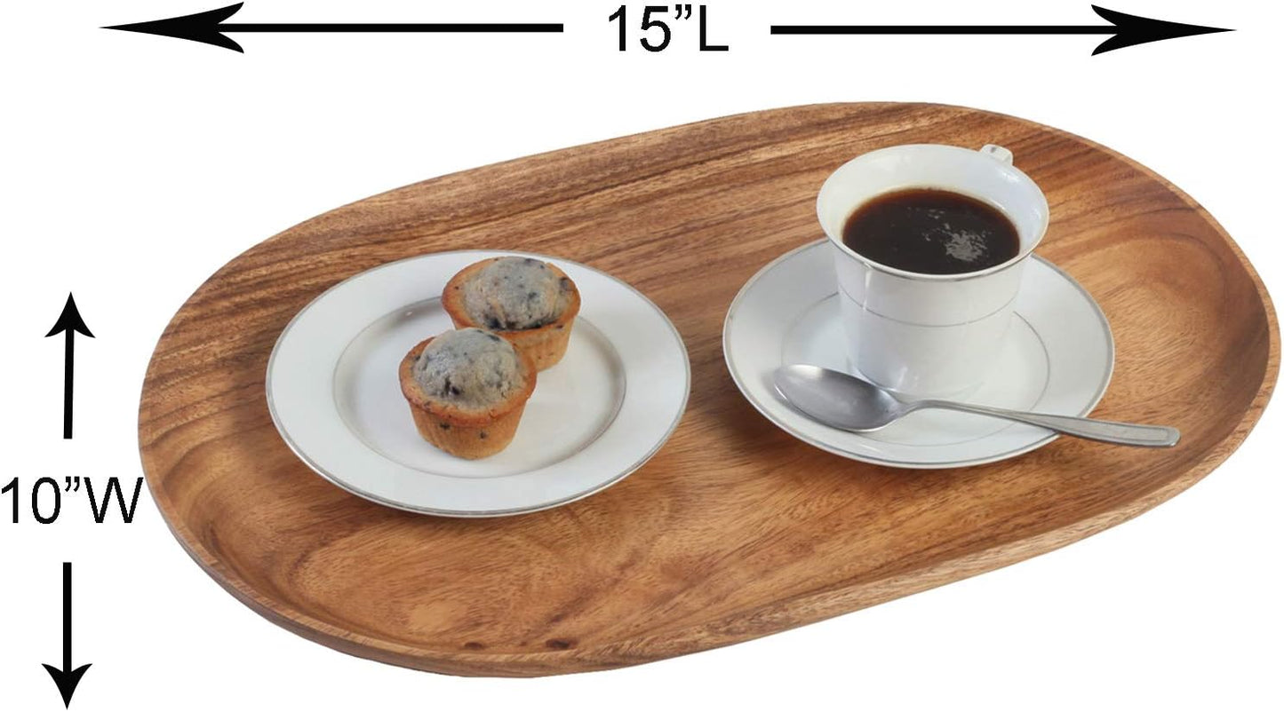 Woodard & Charles 15-Inch Acacia Oval Tray, Large - Pack of 16