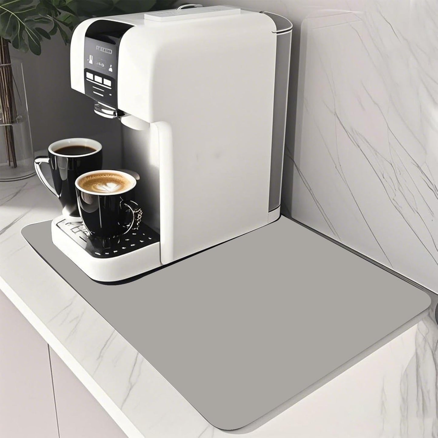 Coffee Mat Dish Drying Mat Quick Drying Hide Stain Rubber Backed Absorbent Coffee Bar Accessories Suitable for Coffee Maker Espresso Machine Stand Mixer Coffee Pot 12"x19" Light Grey
