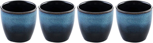 Ceramic Tea Cup, Kung Fu Tea set, Coffee Cup, Yerba Mate Set 4-piece companion cup set(Blue)