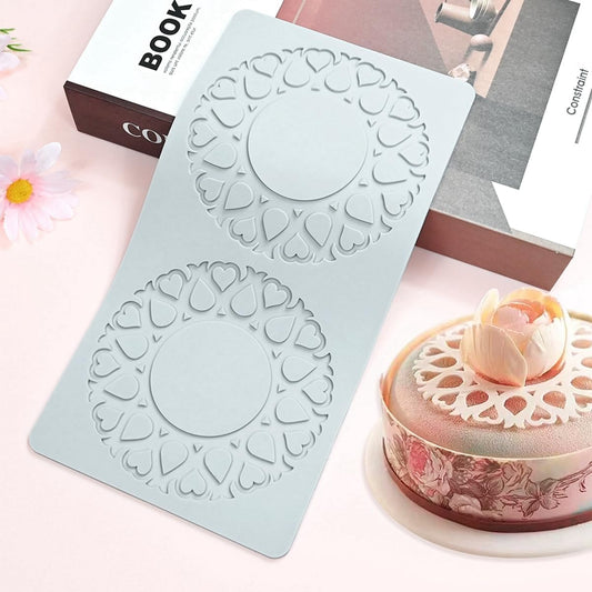TUKE Hollow Tulip Flower Shape Sugar Craft Silicone Pad French Dessert Lace Mat Fondant Cake Mold Cupcake Decorating Silicone Mould (E_ Tulip Flower)