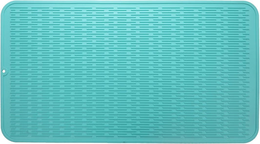 Silicone Dish Drying Mat for Multiple Usage,Easy clean,Eco-friendly,Heat-resistant Silicone Mat for Kitchen Counter or Sink,Refrigerator or Drawer Liner Mint 4XL 32 inches x 18 inches