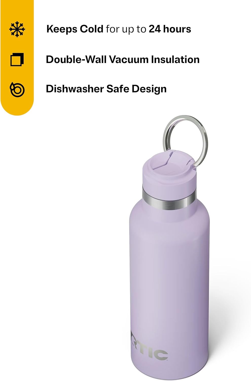 RTIC 16oz Journey Bottle Metal Stainless Steel Vacuum Insulated, BPA Free, Reusable, for Water, Hot and Cold Drinks, Travel, Sports, Camping, Dusty Lilac