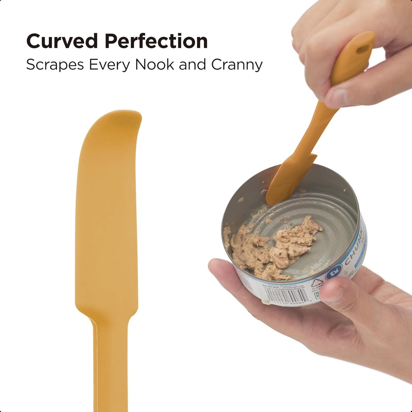 Kitchen Mama WaltzGrip Platinum Silicone Jar and Can Spatula Utensil Set: Heat-Resistant, Nonstick Scraper, Scooping, Perfect for Smoothies, Jam, Cream, Butter, Dishwasher Cooking Gadget (Yellow)