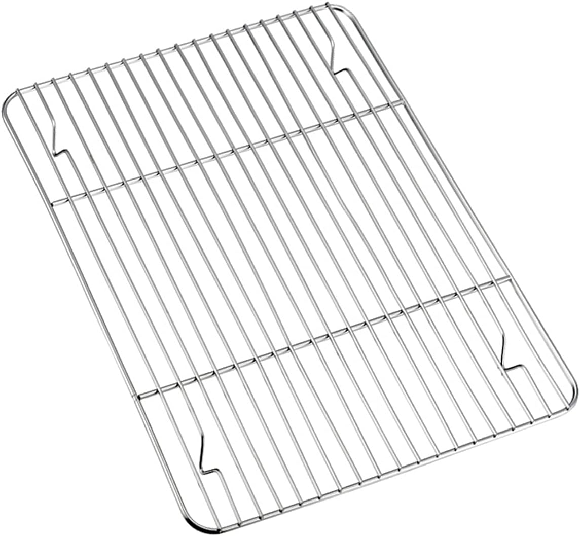 P&P CHEF Baking Cooling Rack Set for Cooking Roasting, 4-Piece Stainless Steel Wire Racks for Oven Use, Healthy & Dishwasher Safe, Rectangle, 8.6 Inch