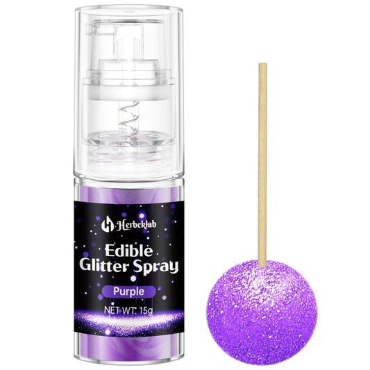 Purple Edible Glitter Spray - 15g Edible Purple Glitter for Cakes Food Grade Shimmer Powder Cake Spray for Cookie Decorating Chocolate Strawberry