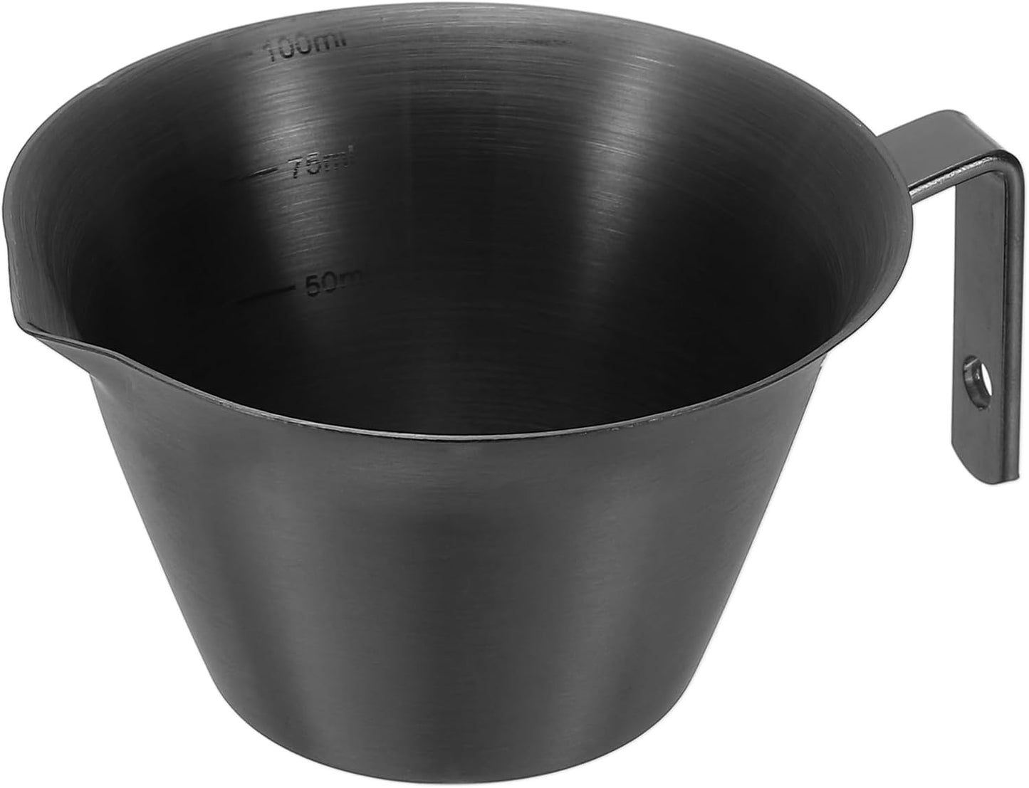 uxcell 1 Pcs Stainless Steel Espresso Cup with Handle, V-Shaped Mouth Espresso Measuring Cup with Scale for Preparing Coffee, Cocktails, 3.4OZ/100ML (Black)