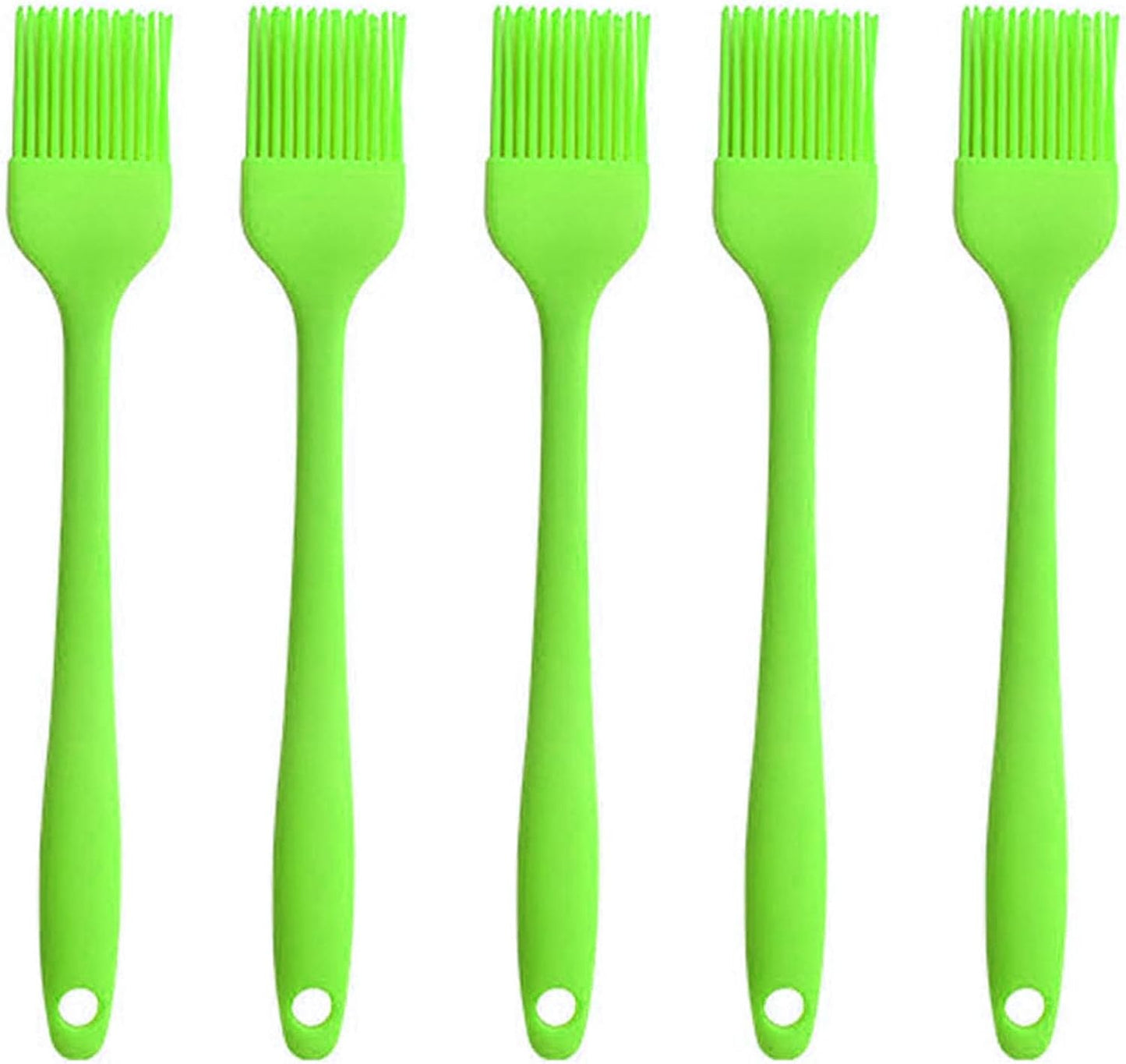 Silicone brush, Oil Brush for BBQ Kitchen Cooking Baking and Grilling（5 PCS,Green)
