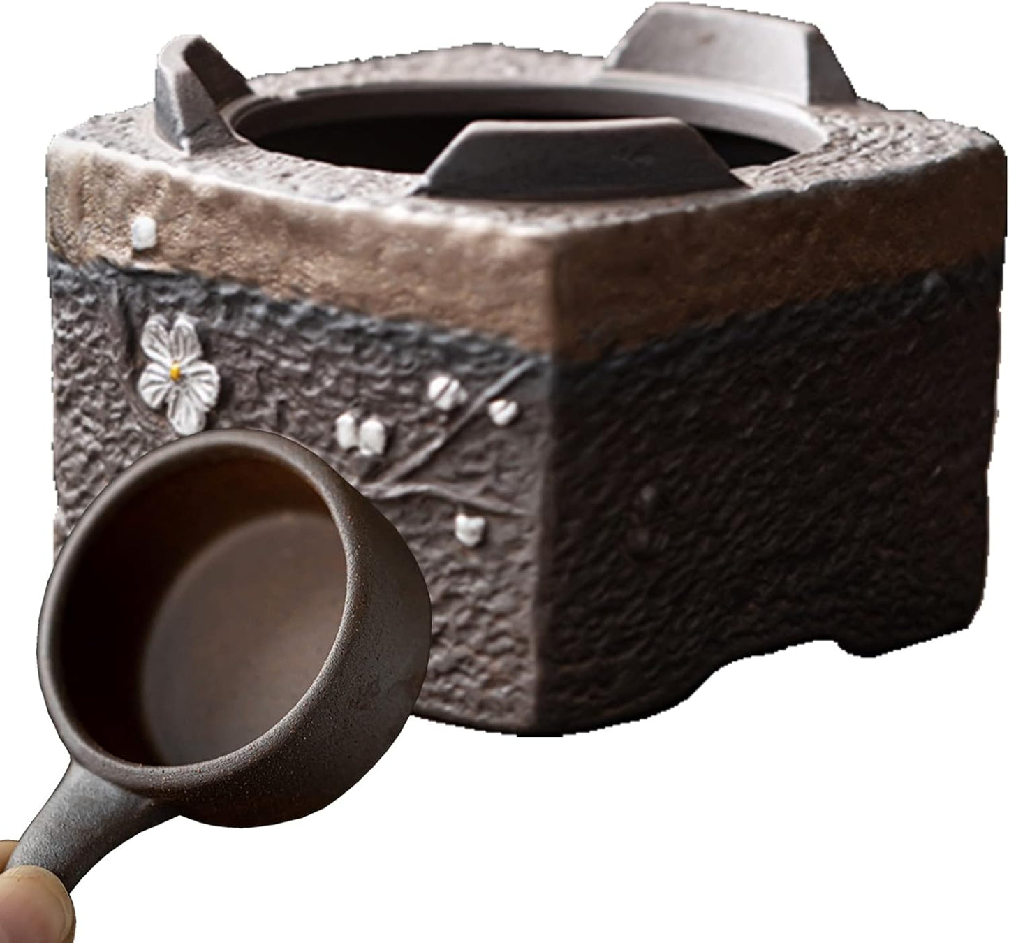 Teapot Warmer Matte Classic Retro Ceramic Universal Tea Warmer Stand Set with Candle Holder Japanese Style for Warming Tea, Coffee and Milk etc.