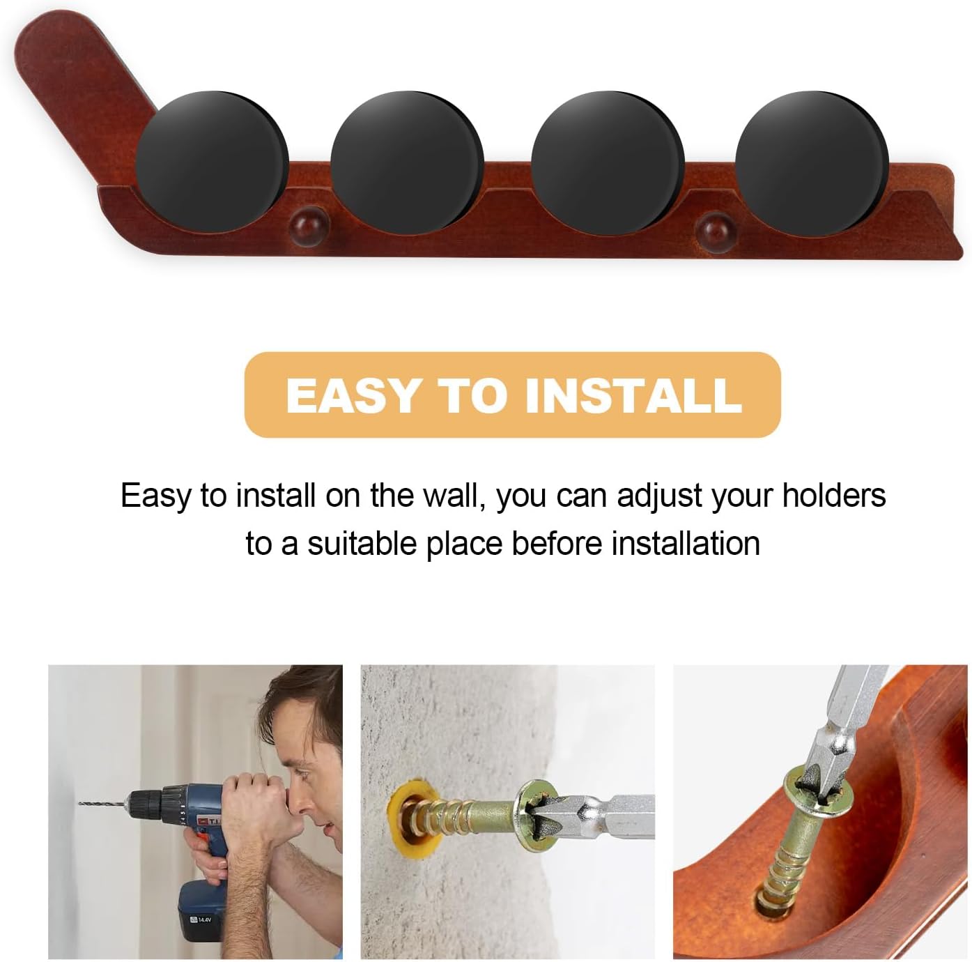 2 Pack Hockey Puck Display Case for Father's Day Gifts, Wooden Wall Mount Holder with Hooks - Hockey Puck Holder Living Room Stick Decor Accessory for Player Team Gift - Brown