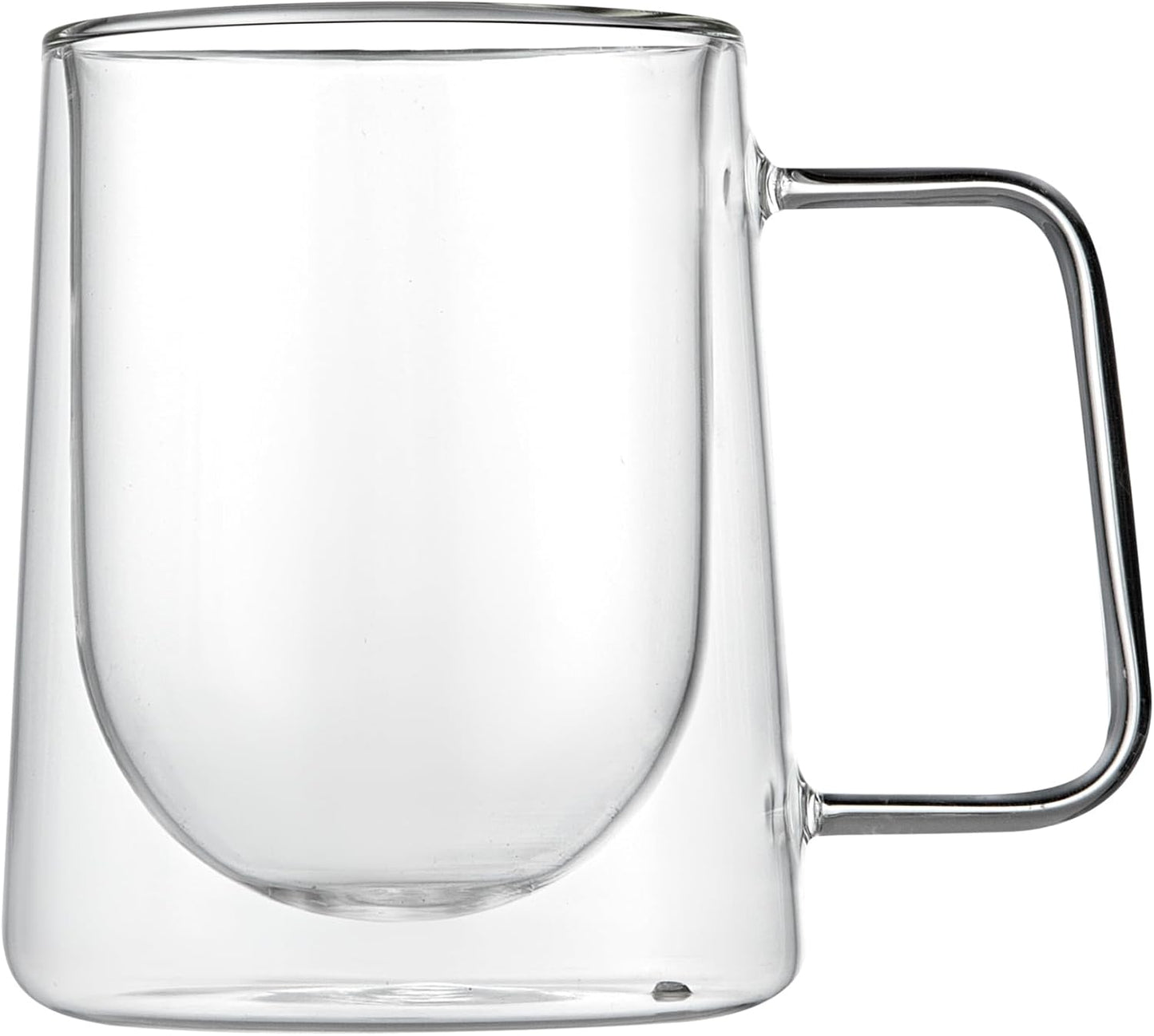 Restaurantware-Forma Professional 10.2 Ounce Double Wall Coffee Mugs, 12 Insulated Coffee Mugs With Handle - Dishwashable, Reusable, Clear Glass Beverage Cups, Freezable, For Hot Or Cold Beverages