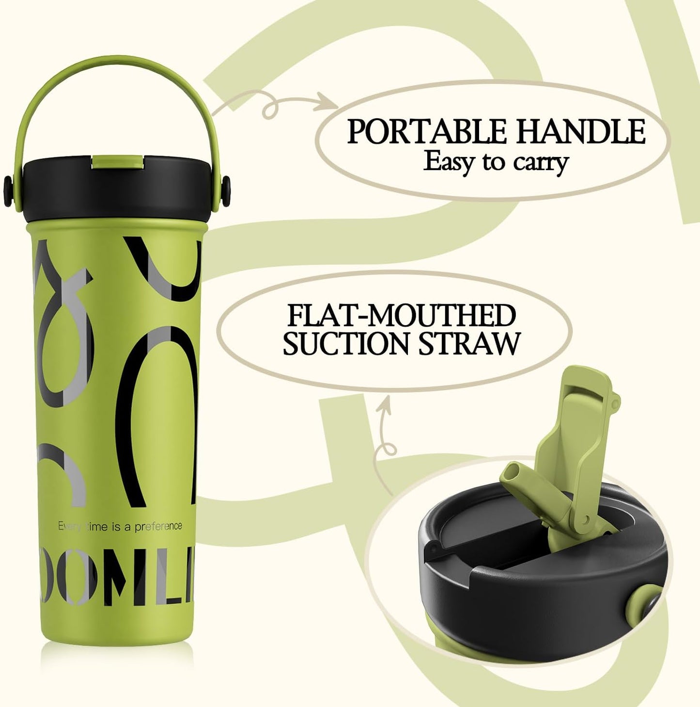 GOOM 20 oz Spill Proof Tumbler with Lid and Straw, Top Handle, Extended Tea Infuser, 6-Layer Insulation 18/10 Stainless Steel, Christmas Gifts for Mom Women Man Her, Teacher Gifts - Green