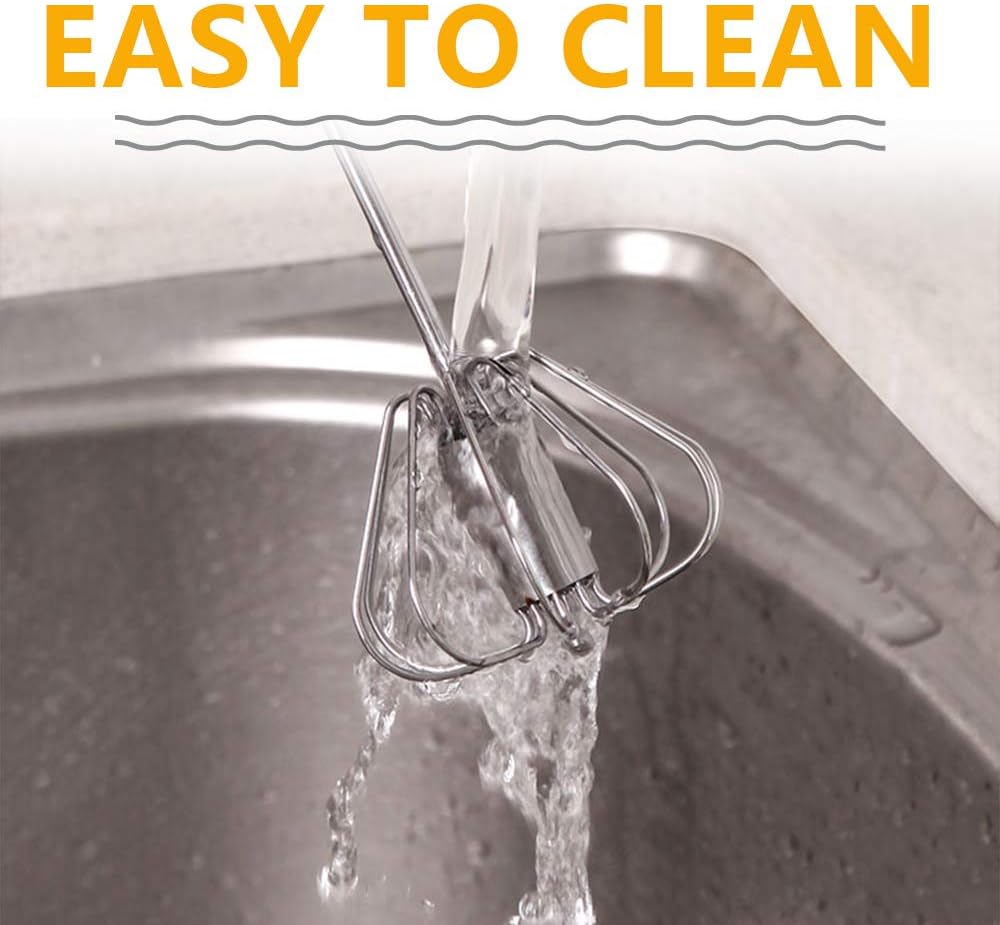 Stainless Steel Eggbeater,egg scrambler,hand mixer, Rotating Semi-Automatic Eggbeater, Allows you to stir Easily Without Feeling Tired, Used for Making Cream of Egg Beater