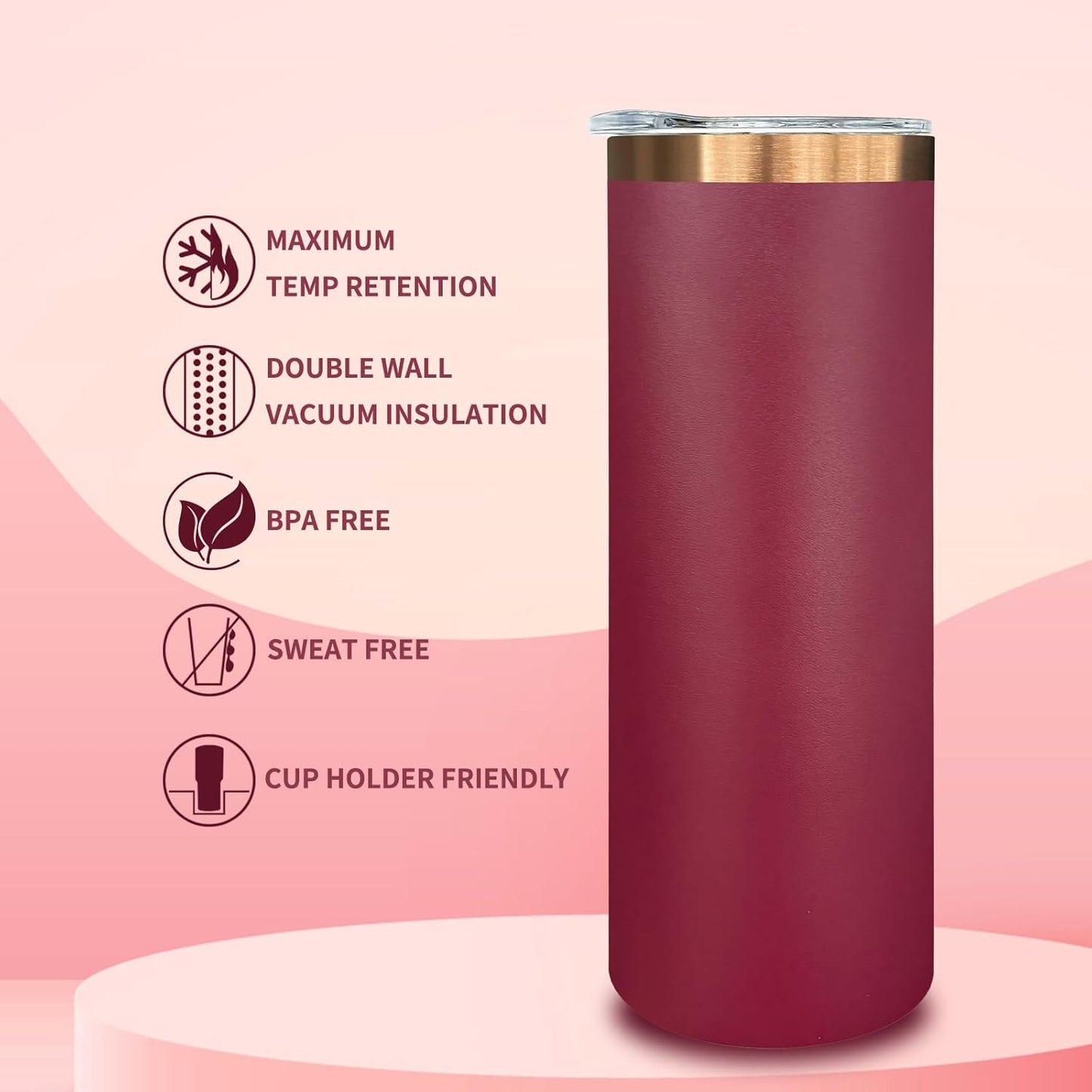 20 oz Skinny Tumblers Bulk 8 Pack, Stainless Steel Insulated Tumbler with Lids and Straws, Slim Double Wall Powder Coated Travel Coffee Mugs Reusable Cup for Hot Cold Drinks (Mixed,8 pack)