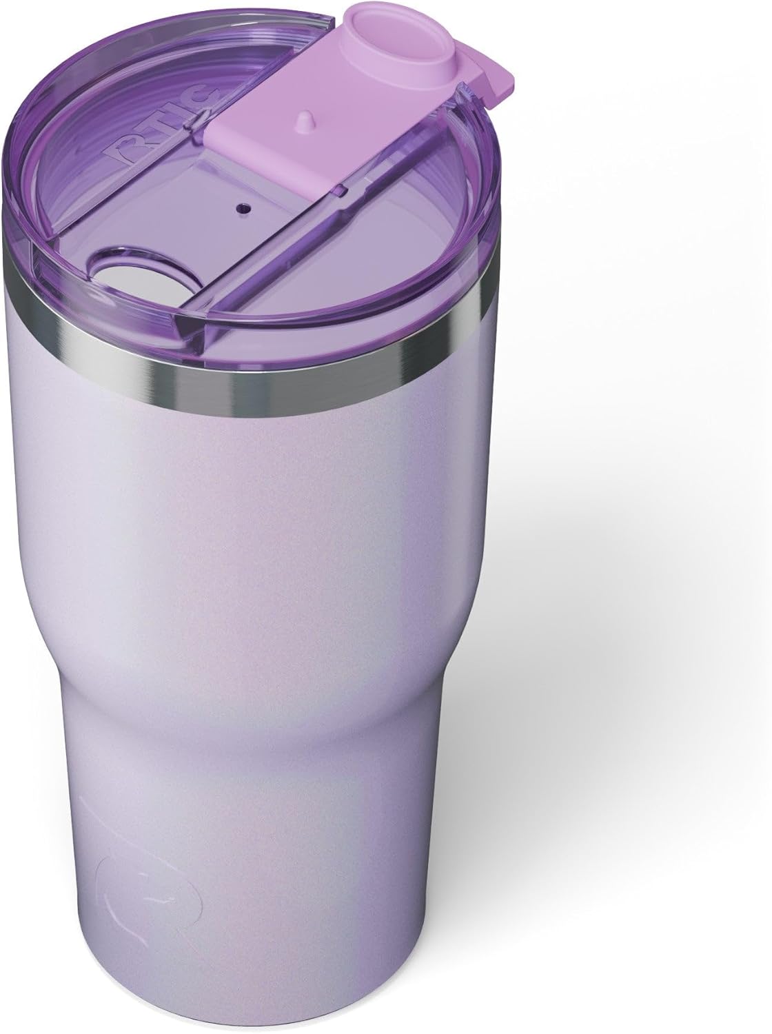 RTIC 30oz Essential Tumbler with Lid, Insulated, Stainless Steel, Metal, Double Wall Vacuum-Insulation, Ceramic Lined, Travel Cup for Iced Coffee, Tea, Hot and Cold Drink, Lavender Glitter