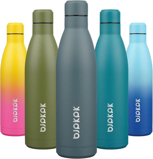 BJPKPK 25oz Insulated Water Bottle Double Wall Vacuum Insulated Stainless Steel Water Bottles for Spots Keep Cold and Hot,Dark Grey