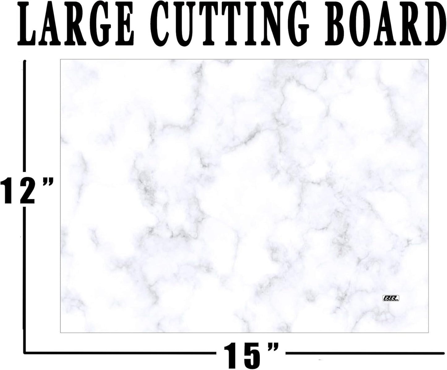 Rogue River Tactical Gray White Marble Art Kitchen Glass Cutting Board Modern Decorative Gift Abstract Wavy Contrast Design