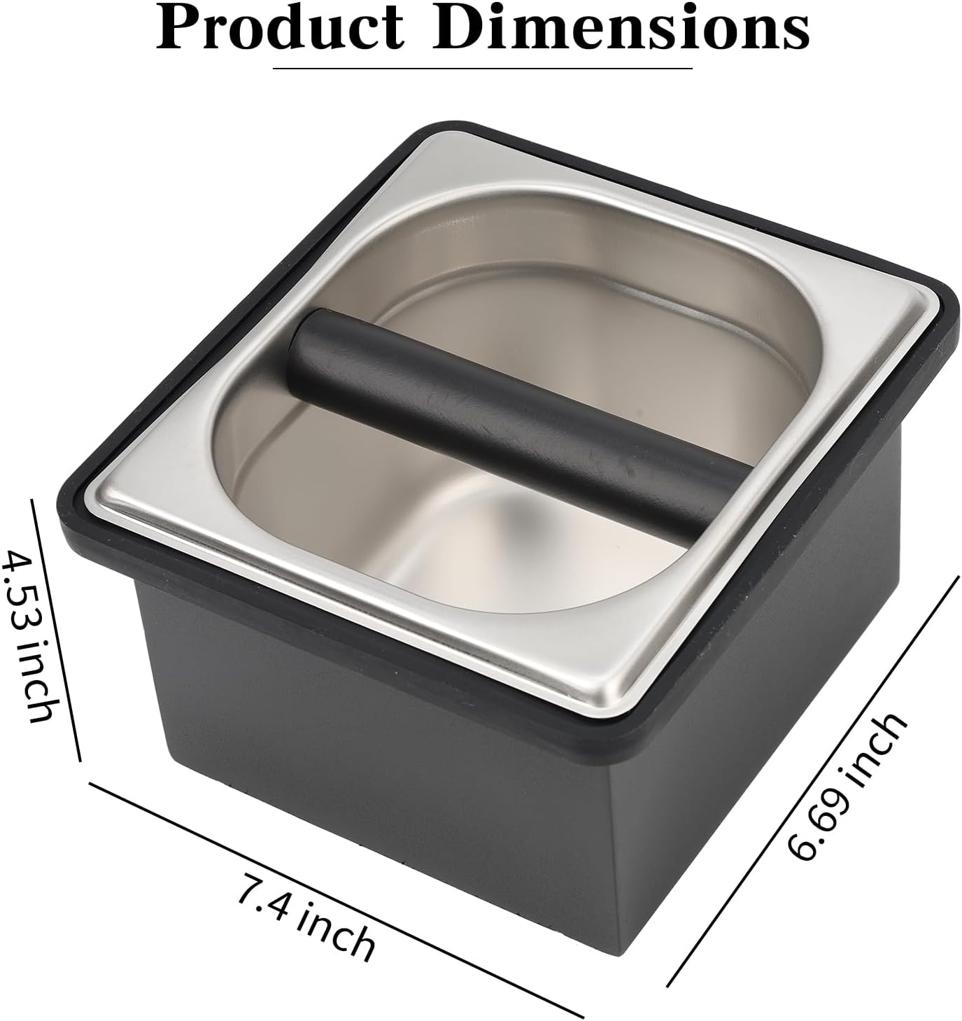 Espresso Knock Box, Stainless Steel Coffee Bag Container, With Steel Bracket And Noise Reducing Rubber Ring (S)